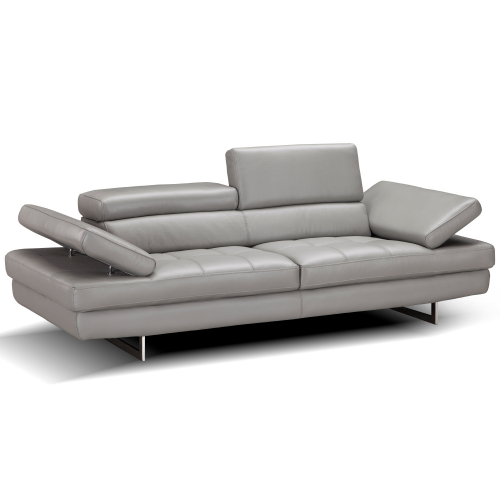 Aurora Italian Leather Sofa in Light Grey