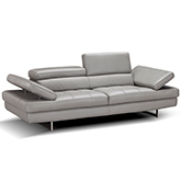 Aurora Italian Leather Sofa in Light Grey