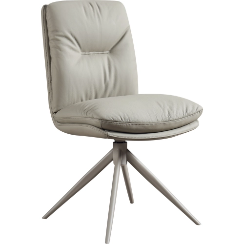 Axis Swivel Accent Chair in Beige Leather & Khaki Metal