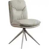 Axis Swivel Accent Chair in Beige Leather & Khaki Metal