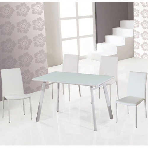 B24 47" Dining Table in High Gloss White Lacquer & Glass