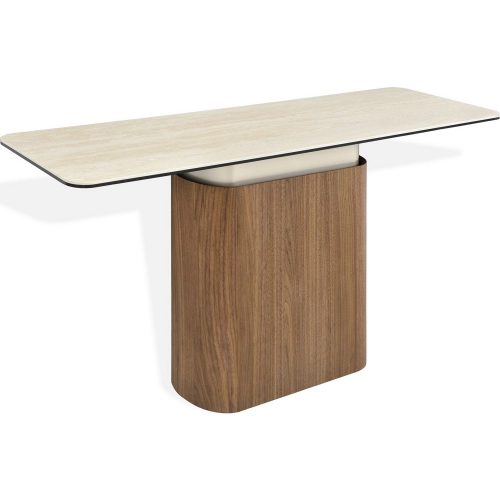 Balsato Console Table in Travertine Look Ceramic & Wood Grain Finish