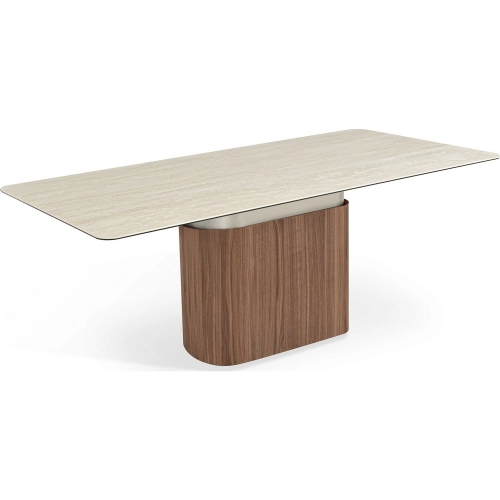 Balsato 94" Dining Table in Travertine Look Ceramic & Wood Grain Finish