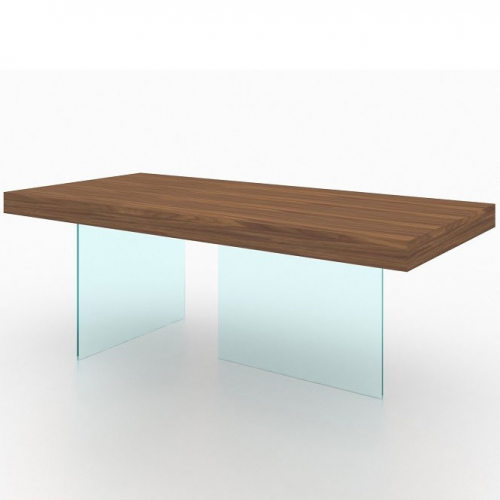 Chestnut 78" Dining Table in Walnut & Glass