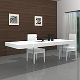 Cloud Dining Table in High Gloss White Lacquer on Glass Base