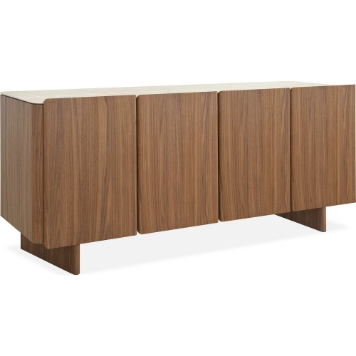 Clover Buffet in Travertine Look Ceramic & Walnut Veneer