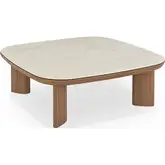 Clover Coffee Table in Travertine Look Ceramic & Walnut Veneer