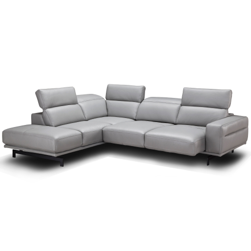 Davenport Sectional Sofa with Left Facing Chaise in Light Grey Top Grain Leather