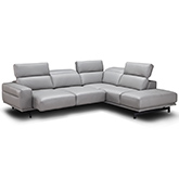 Davenport Sectional Sofa with Right Facing Chaise in Light Grey Top Grain Leather