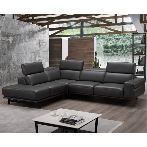 Davenport Sectional Sofa with Left Facing Chaise in Slate Grey Top Grain Leather
