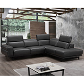 Davenport Sectional Sofa with Right Facing Chaise in Slate Grey Top Grain Leather