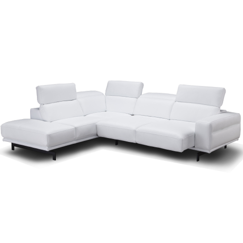Davenport Sectional Sofa with Left Facing Chaise in Snow White Top Grain Leather