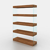 Elm Curio Wall Unit Bookcase in Walnut Veneer with Glass Frame