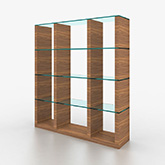 Elm Wall Unit Bookcase in Walnut Veneer with Glass Shelves