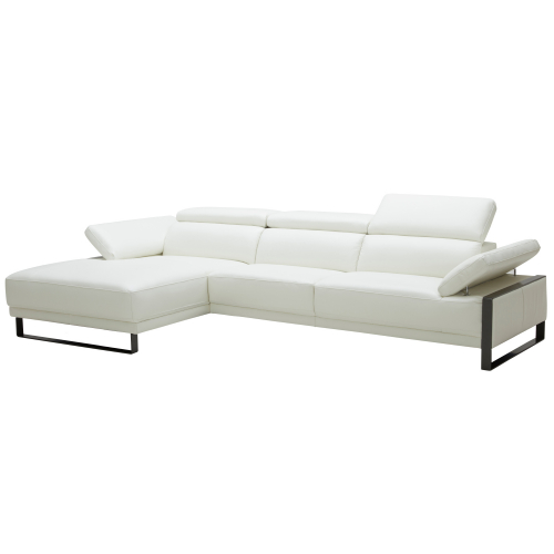 Fleurier Sectional Sofa with Left Hand Facing Chaise in White Italian Leather