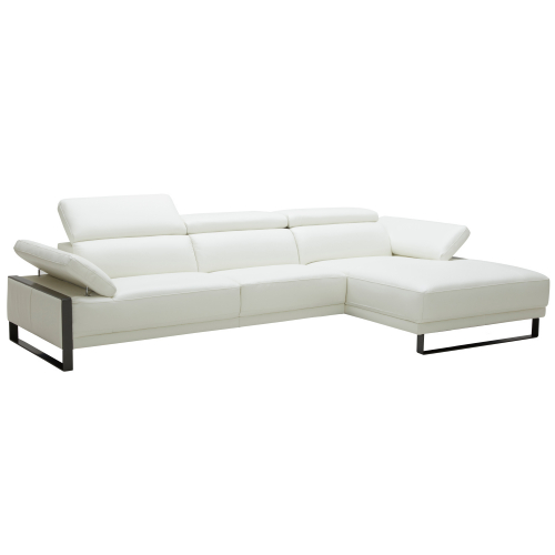 Fleurier Sectional Sofa with Right Hand Facing Chaise in White Italian Leather