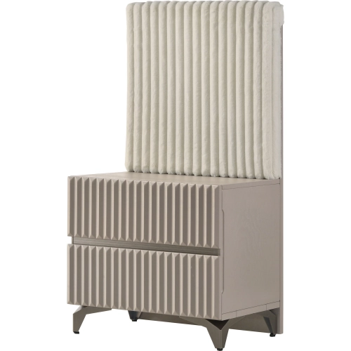 Grace Nightstand in Taupe Wood & Warm White Faux Fur (Set of 2)