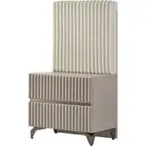 Grace Nightstand in Taupe Wood & Warm White Faux Fur (Set of 2)