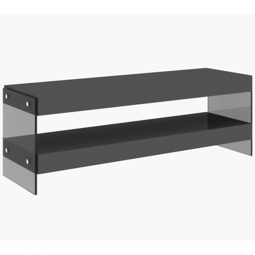 Cloud 59" TV Stand in High Gloss Grey & Tempered Glass