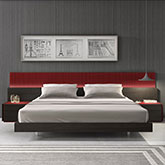 Lagos Left & Right Facing Nightstand Set in Red Gloss Lacquer & Wenge Veneer