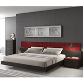 Lagos King Bed in Red Gloss Lacquer & Wenge Veneer