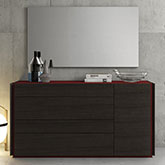 Lagos Dresser & Mirror Set in Red Gloss Lacquer & Wenge Veneer