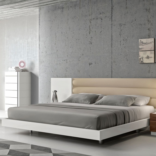 Lisbon 6 Drawer Chest in Walnut Veneer & White with White Glass