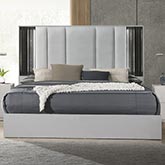 Lucia King Bed in Grey & Black Finish & Tufted Leatherette
