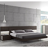 Maia King Bed in Wenge Wood Veneer & Light Grey Lacquer