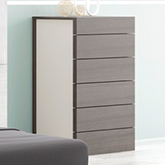 Maia 6 Drawer Chest in Wenge Wood Veneer & Light Grey Lacquer