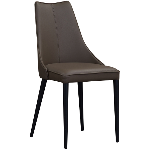 Milano Dining Chair in Chocolate Leather with Black Metal Legs (Set of 2)