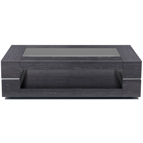 Modern Coffee Table 682 in Grey & Grey Tempered Glass