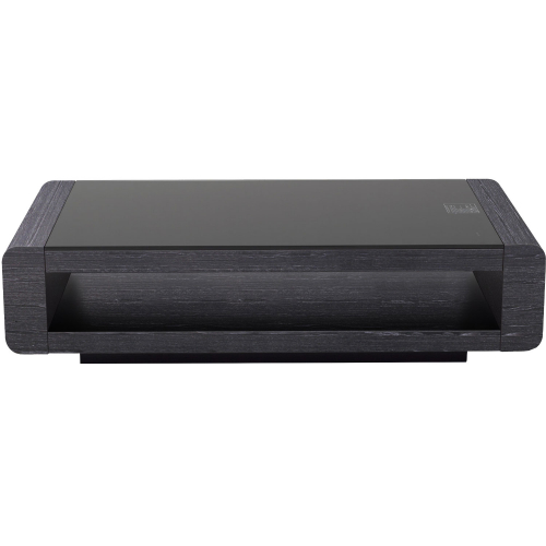 Modern Coffee Table 673 in Grey Oak Veneer & Coffee Glass