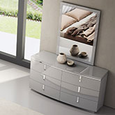 New York Dresser & Mirror Set in Grey High Gloss