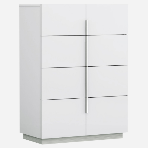 Oslo 5 Drawer Chest in White Lacquer & Chrome