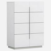 Oslo 5 Drawer Chest in White Lacquer & Chrome