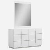 Oslo Dresser & Mirror Set in White Lacquer & Chrome