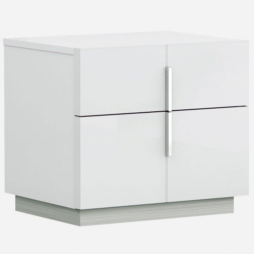 Oslo Nightstand in White Lacquer & Chrome (Set of 2)