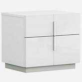 Oslo Nightstand in White Lacquer & Chrome (Set of 2)