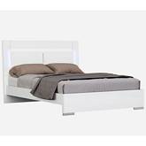 Oslo Queen Bed in White Lacquer & Chrome