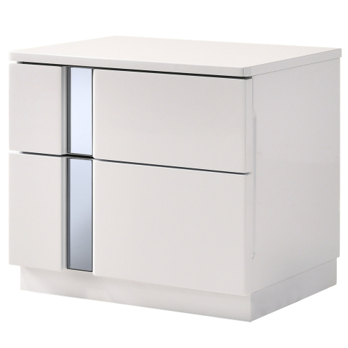 Palermo Nightstand in White Lacquer, Mirror, & Chrome (Set of 2)