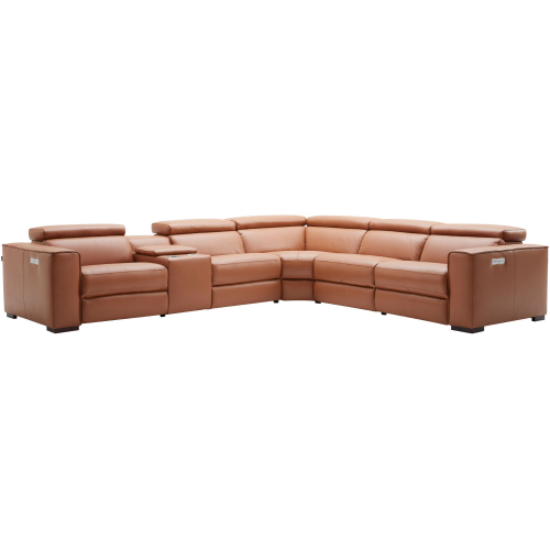 Picasso 6 Piece Motion Sectional Sofa in Caramel Top Grain Leather