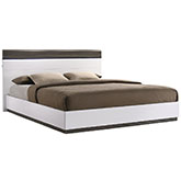 Sanremo B King Bed in High Gloss White & Walnut with LED Headboard