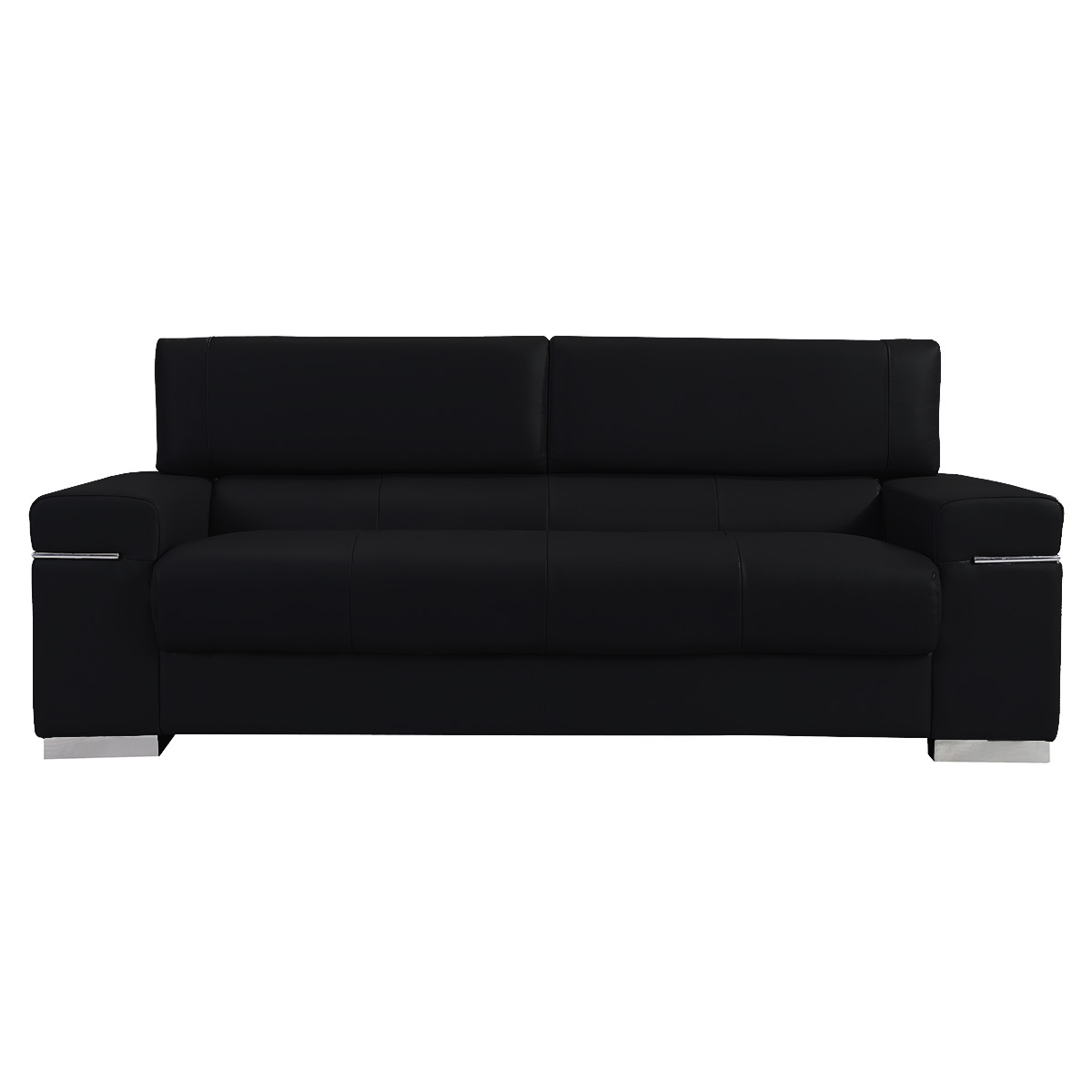 J&M Furniture 17655111SBK Soho Modern Sofa in Black Leather