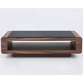 Tudor Coffee Table in Walnut Veneer & Black Tempered Glass
