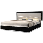 Turin King Bed in Light Grey & Black Lacquer w/ LED Headboard