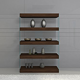 Float Curio Wall Unit Bookcase in Timber Chocolate Oak w/ Glass Frame