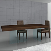 Float Dining Table in Timber Chocolate Oak on Glass Base