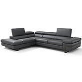 Rimini Sectional Sofa with Left Chaise in Dark Grey Top Grain Leather