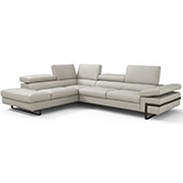 Rimini Sectional Sofa with Left Chaise in Light Grey Top Grain Leather
